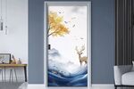 中式山水麋鹿玄关装饰画