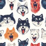 萌趣猫狗头像无缝图案