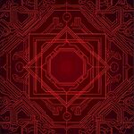 中式红底几何线条花纹图案