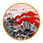 圆形国画山水