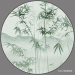 水墨竹子玄关画