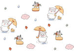 可爱动物雨天图案设计