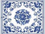 中式青花瓷花卉方形图案