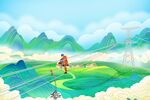 电网电力运维检修海报手绘插画