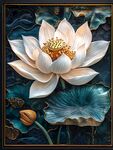 立体浮雕白莲花与荷叶
