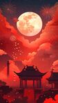 月夜下的中式浪漫景观