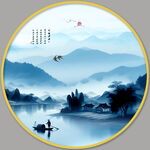 圆形山水画