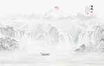国画水墨山水风景画