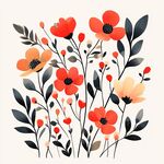 鲜艳花卉插画