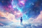 仰望星空的孤独身影