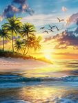 夕阳下的热带海滨风光