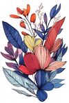 多彩手绘花卉植物插画