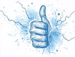 蓝色手绘风点赞大拇指