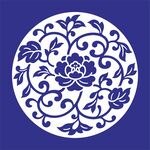 矢量缠枝牡丹圆形牡丹花纹饰图案