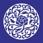 矢量缠中式蓝白花卉圆形传统纹样