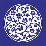 矢量缠中式蓝白花卉圆形传统图案
