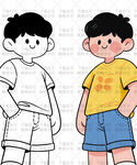 卡通男孩夏日穿搭展示