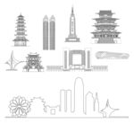 南昌标志性建筑轮廓图