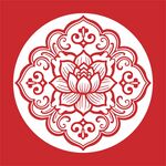 中式传统莲花纹圆形图案