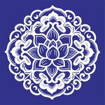 蓝底白色莲花传统花纹图案
