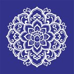 蓝色背景白色曼陀罗花纹