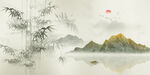 水墨竹子山水背景