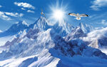 雪山风景背景墙画壁纸