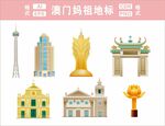 澳门妈祖地标建筑线稿图