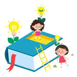 儿童认真学习读书灵感教育类插画