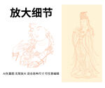 护佑纳福观音菩萨像精细线描