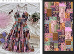 多彩拼接风连衣裙及面料展示
