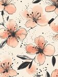 水彩粉色花朵无缝图案