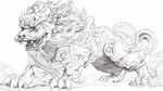 传统中式狮子神兽线稿图