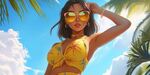 夏日海滩时尚活力美少女
