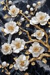 奢华金白花卉浮雕装饰画
