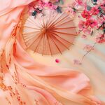 古风伞绸花唯美场景