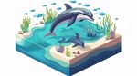 海洋中的虎鲸与海豚共舞