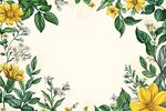 花卉绿叶边框装饰图案