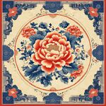 中式牡丹花纹传统装饰图案