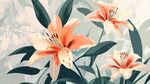 橙色百合花绽放绿意间
