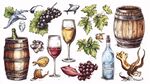 葡萄酒相关元素手绘插画