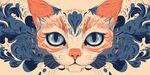 猫咪梦幻花纹艺术插画