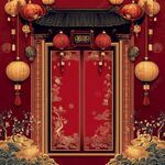 中式红门贺岁喜庆场景