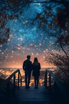情侣赏星空夜景浪漫时刻