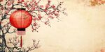 红梅挂灯 中式传统风情画