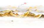 金色山水画背景墙