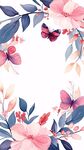 花卉蝴蝶环绕插画图案