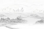 新中式屏风山水画