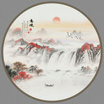 国画瀑布山水