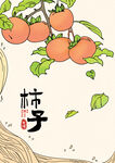 柿子饼手绘插画海报包装